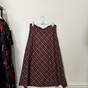 Premise Red and Black Plaid Maxi Skirt